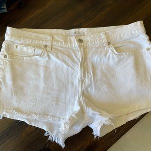 7 for all mankind white Jean cutoff shorts